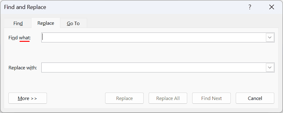 Microsoft Word's Find and Replace dialog