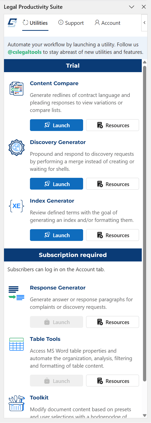 Legal Productivity Suite for Microsoft Word landing page screenshot