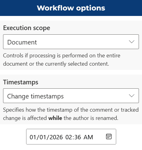 Latest workflow options for the Rename author(s) module
